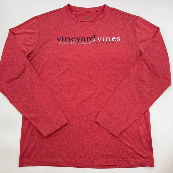 Vineyard Vines Performance Shirt Mens size S Oversized Heather Red Long Sleeve - Picture 1 of 6